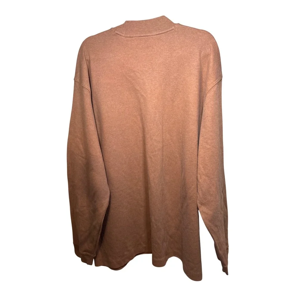Orvis Mock Neck Shirt Mens XXL Brown Excellent Heathered Cotton Blend LS